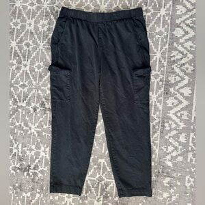 GAP Black Cargo Pants Size L Pull On Elastic Waist Utility Tapered